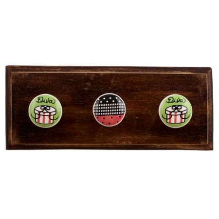 Mix Multicolor Ceramic Flat Wooden Hooks